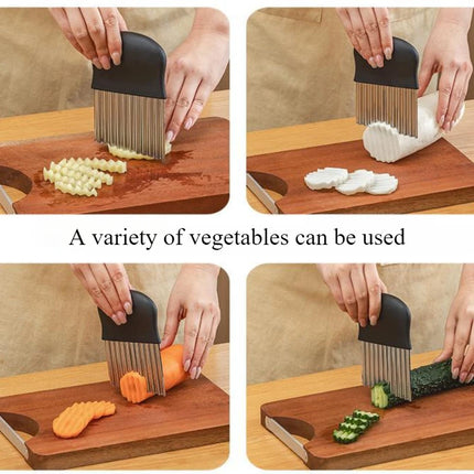 Stainless Steel Potato Chip Slicer Dough Vegetable Fruit Crinkle Wavy Kitchen Knife Cutter Chopper French Fry Maker Tools Gadget