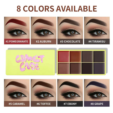  8-Color Eyebrow Cream Blush Curve Case Cream Cosmetics Palette Matte Shimmer Finishes Shadow Tones Long-Lasting Cosmetics