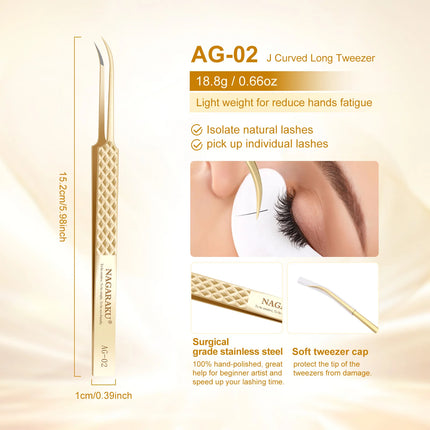 NAGARAKU Tweezer for Eyelash Extensions Professional Eyelash Tweezers Antistatic Straight