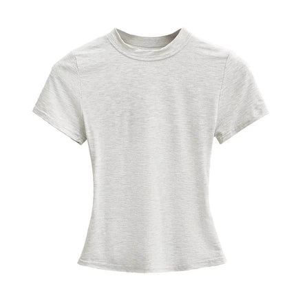 2025 New High Quality Casual T-shirt Sexy Slim Short Sleeves Fashion Trend Solid Women's Clothing Y2K Tops