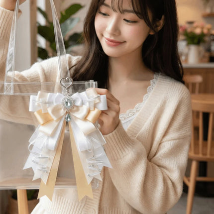 Cute Anime Ita Bag Accessories Rhinestone Multi-layered Bow Double Layer Ribbon Bow Pendant Keyring Attachment Convenient