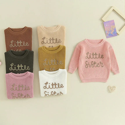 0-18months Toddler Girl Sweaters Long Sleeve Letter Embroidery Knit Pullover Sweaters For Baby Girls