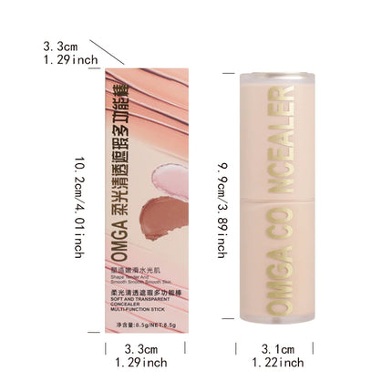 Waterproof powder blusher stick, transparent concealer multifunctional makeup stick, create a natural look