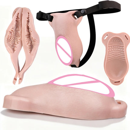 FAAK Male Hiding gaff Panties Male to Female Sex Toy Pads Strapon Insertable  Silicone Fake Vagina Clitoris Pads For Transgende