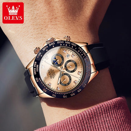 OLEVS 2875 Fashion Men's Watch Luxury Original Moon Phase Calendar Wristwatch Chronograph Luminous Waterproof Watch For Men