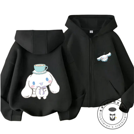 Cinnamoroll 2026 Kawaii Zipper Hoodie 3-14Y Kids Autumn Winter Cute Cartoon Street Hot Fashion Outdoor Casual Trendy Warm