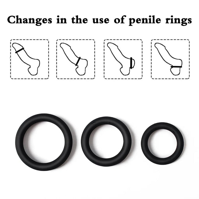 3PCS Silicone Penis Rings Set Delay Ejaculation Glow In Dark Male Endurance Enhancer Sperm Lock Intimate Couple Adult Toys