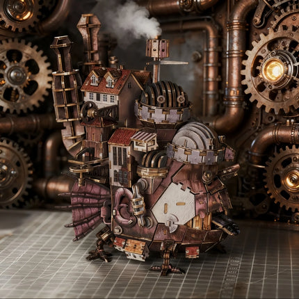 3D Wooden Moving Castle Puzzle - DIY Anime Model Kit, Educational Building Blocks, Collectible Desk Decor from Classic Animation