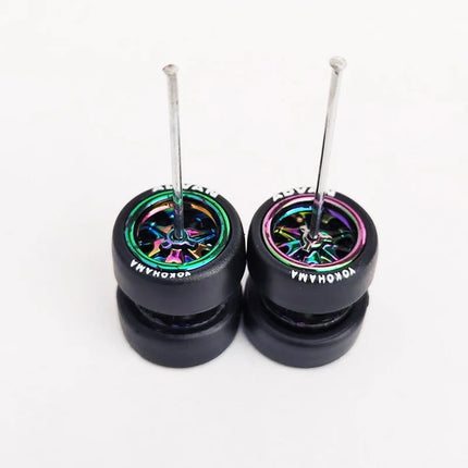 1/64 Mini Car Wheels 11mm Tires Tyres 1:64 Model Cars Rims Mirror Disc Claw Shape For Hot Wheel/Matchbox/Domeka