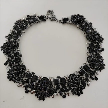 2025 New Fashion Crystal Rhinestones Large Collar Choker Necklace Earrings Women Jewelry Sets Indian Statement Wedding Necklace