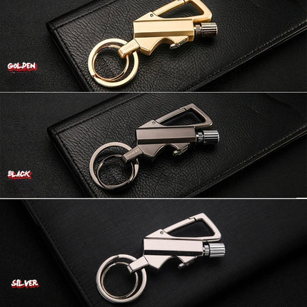 Outdoor multifunctional portable match keychain, fuel lighter, metal, camping ignition tool, men's gadget