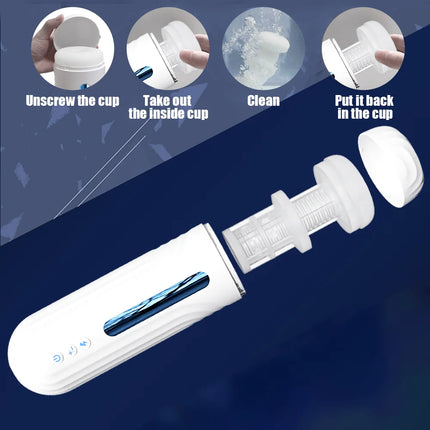 Thrusting Male Masturbator Cup Automatic Telescopic Vibration Blowjob Machine Pocket Pussy Penis Pump Men Masturbation Sex Toys