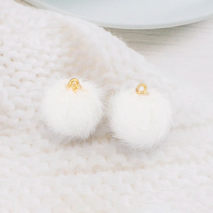 10pcs Plush Fur Covered Ball Beads Charms DIY Pompom Beads Pendant for Necklace Earring Bracelet Jewelry Making Supplies Finding
