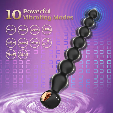 7 Beads Ribbed Silicone Anal Butt Plug Vibrator 10 Vibration Dildo Male Prostate Massager Adult Sex Toys For Men Women Couple