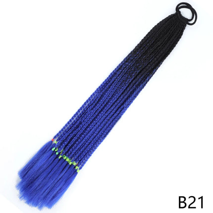 AZQUEEN Synthetic Gradient Color Dirty Braided Ponytail 60CM Elastic Rubber Band Braiding Pony Tail Hair Extensions For Girls