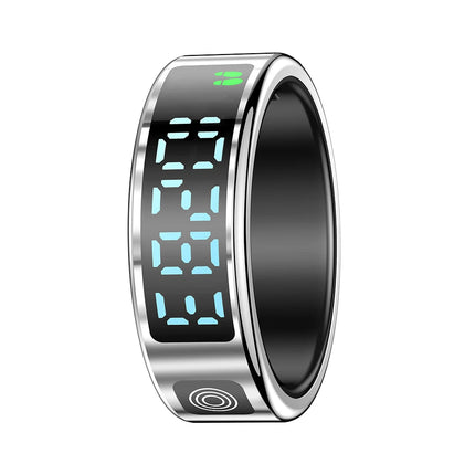 SR08 Display Screen Smart Ring Smart Touch Fitness Tracker Stainless Steel 5ATM IP68 Waterproof Intelligent Ring For Men Women