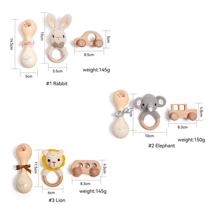 Baby Toy Set Crocheted Rabbit Rattle Toy Infant Musical Instrument Wooden Push Toy Newborn Montessori Educational Toy Baby Gift