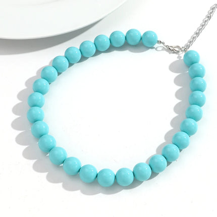 Boho Colorful Acrylic Big Ball Bead Chain Necklace Trendy Handmade Round Choker Necklaces for Women Man Statement Jewelry Gift
