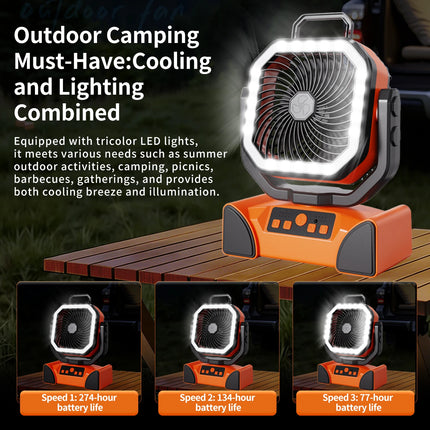 50000mAh Portable Camping Fan with  Remote Contral 4 Wind Speeds Fast Charging for Outdoor Fishing Travel Cooling Electric Fan
