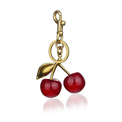 Cherry Charm Handbag Pendant Keychain for Women, Exquisite Internet-Famous Crystal Cherry Bag Accessories High-Grade Pendant