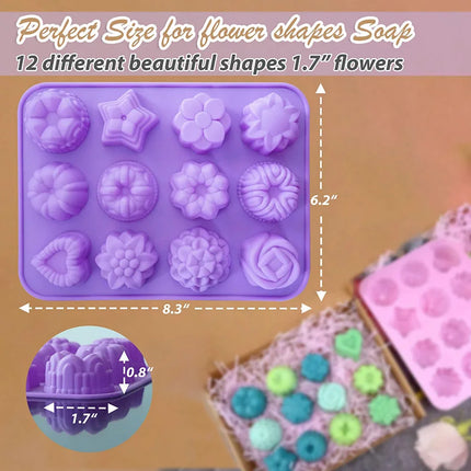Silicone Flower Shapes Chocolate Ice Cube Jelly Blossom Rose Baking Tray Molds Unique Heart Star Food Grade Non-stick BPA free