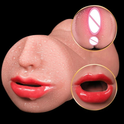 3 in 1 Pocket Pussy Male Tool 3D Realistic Texture Tight and True Mouth Adult for Male Stimulation Male Massage Toy Mens Fun 18+