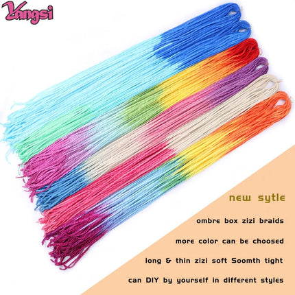 Full Star 30 Inch Synthetic Zizi Braids Thin Box Braids Hair Extensions Brown Pink Blue Red 613 Ombre Box Crochet Braiding Hair