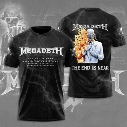 New 2026 Rock Megadeth Band 3D Printed Men's and Women's T-shirt Fashion Short Sleeve Punk Hip Hop Street Harajuku Top