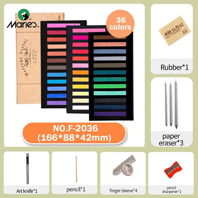 12/24/36/48 Colors Soft Masters Pastel Colored Chalk Square Drawing Sketch Stick Crayons for Students Beginners Art Supplies