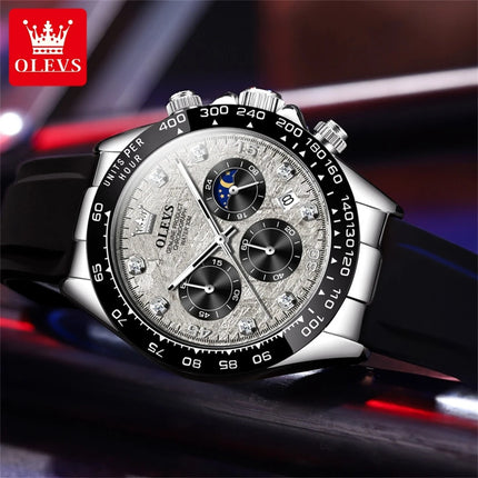 OLEVS 2875 Fashion Men's Watch Luxury Original Moon Phase Calendar Wristwatch Chronograph Luminous Waterproof Watch For Men