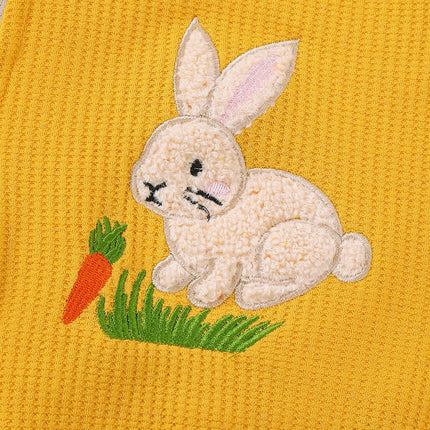 Baby Girl Romper Jumpsuit with Embroidered Rabbit And Carrot Pattern Adjustable Straps Triangle Design Infant Clothing