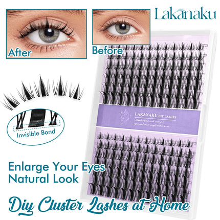 Lash Clusters with Spikes Kit DIY Spiky Eyelash Extension Thick Volume Spiky Individual Lashes Set Mink Strip Lash by LAKANAKU