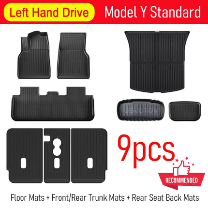 Floor Mats for Tesla Model Y Standard  2026 2025 Trunk Mat Cargo Liner Frunk Backrest Mats Accessories (Standard Models Only)