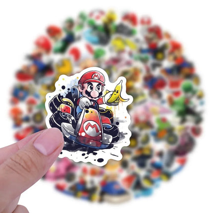 60pcs Mario Kart Cartoon Graffiti Stickers Luggage Water Cup Stationery Scooter Laptop Refrigerator Decoration DIY Decals
