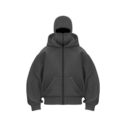 Autumn and winter new men's loose hoodie trendy brand with plush double hats unique design hooded hoodie