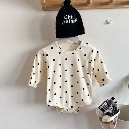 Baby Rompers 2025 Spring Autumn Long Sleeve Triangular Jumpsuit Polka Dot Printed Newborn Clothes Infant Rompers