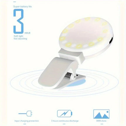 Portable Circle LED Beauty Fill Light-3-Level Dimmable USB Rechargeable for Live Streaming andSelfies (Ideal Christmas Gift)