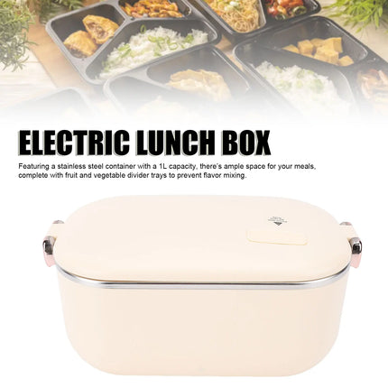 1L Capacity Electric Lunch Box Stainless Steel Bento Box Leakage Proof Portable Food Warmer Heater for Office