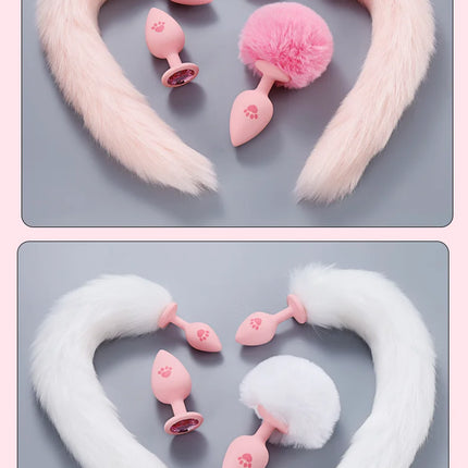 Runyu Cat Paw Anal Plug Sexy Adult Fetish Butt Plug Sexy Gadgets Penetration Anal Toy with Hairball Fox Tail But Pluk Sex Toys