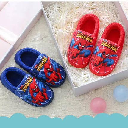 Cartoon Printed Spider-man Cotton Slippers For Children's Shoes Fashion New Style Warmth Autumn Winter Indoor Kids Boys Slippe