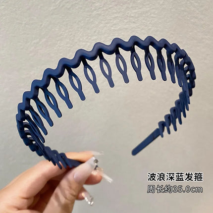 1Pc Solid Color Wave Hairbands for Women Trendy Toothed Non-slip Hair Combs Hair Accessories Girl Face Wash Sports Headbands 집게핀