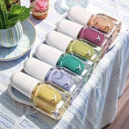 Set A Colorful Candy 6-Bottle Set Nail Polish No-Bake Quick-Dry Long-Lasting Peelable Water-Based Triple Color Nail Polish