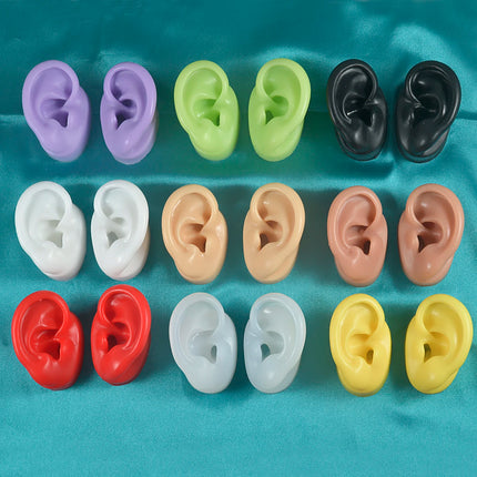 Soft Silicone Ear Model Tattoo Practice Body Jewelry Display Piercing Tools Earring Display Tool Metal Display Stand Kit