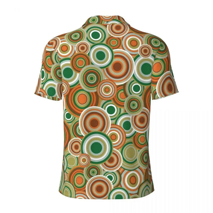 Vintage 70s Circles Casual Polo Shirts Psychedelic Pattern T-Shirts Short Sleeve Shirt Daily Fashion Tops Gift Clothing