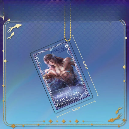 Game Love and Deepspace Sea God Rafayel Acrylic Stand Model Beaded Flowing Sand Keychain Double Flash Badge Brooch Colored Paper