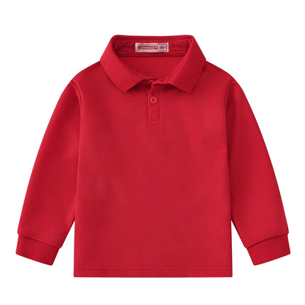 Autumn new style girls and boys 1-14 years old long sleeved polo shirt T-shirt solid color casual top