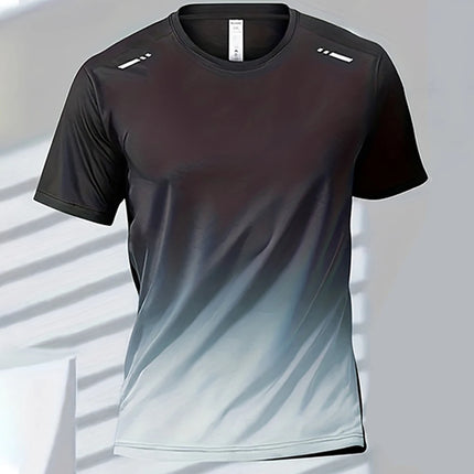Men's T-shirts Sports T-shirt Quick-drying Gradient Short Sleeve Tees Outdoor Workout Basketball Training Running men clothes