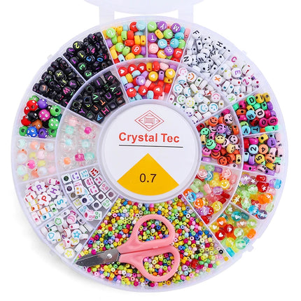 8 Styles Clay Beads Bracelet Making Kit Seed Letter Alphabet DIY Art Craft Beads Kit with Charms for Jewelry Making Crafts Gifts