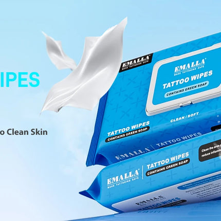 48/20pcs EMALLA Cleansing Green Soap Wipes All in One Solution Tattoo Wipes with Tattoo Green Soap Makeup Tattoo Accessories