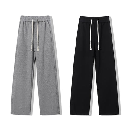 Streetwear Flared Joggers Sweatpants Men's Open Bottom Drawstring Elastic Waist Ankle Zip Up Athletic Lounge Pants Grey/Black